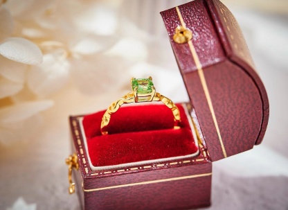 Radian emerald square diamond ring