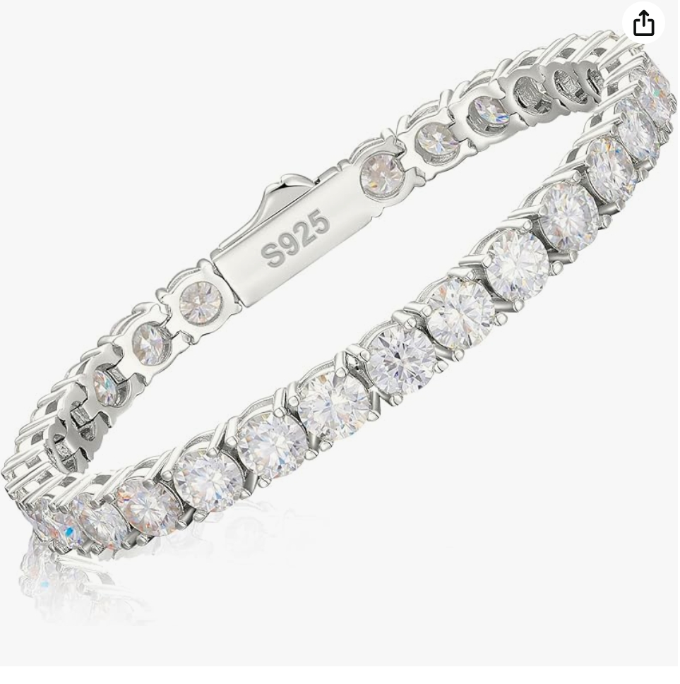 Carats Moissanite Tennis Bracelet Diamond Tennis Bracelets for Women Men 18k White Gold/Yellow Gold Plated 925 Sterling Silver Bracelet 3mm/4mm/5mm D Color VVS1 Round Cut Lab Created Moissanite Diamond Bracelet with GRA Certificate Mother's Day Gift