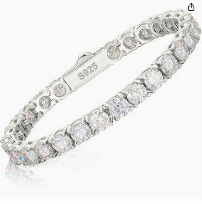  Carats Moissanite Tennis Bracelet Diamond Tennis Bracelets for Women Men 18k White Gold/Yellow Gold Plated 925 Sterling Silver Bracelet 3mm/4mm/5mm D Color VVS1 Round Cut Lab Created Moissanite Diamond Bracelet with GRA Certificate Mother's Day Gift
