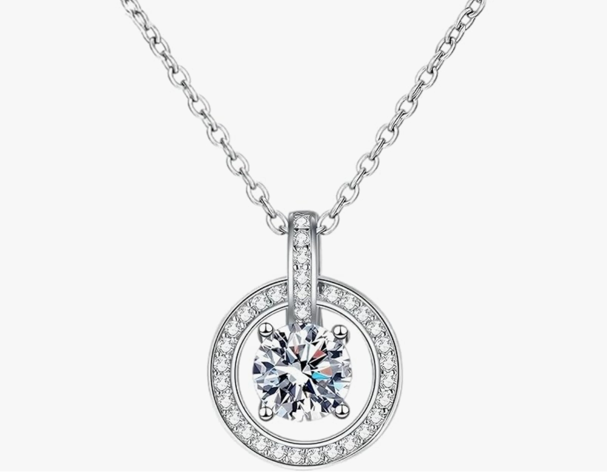 D Color 1ct Moissanite Necklace for Women Simple Round Lockbuckle Pendant 925 Sterling Silver Clavicle Chain Jewelry