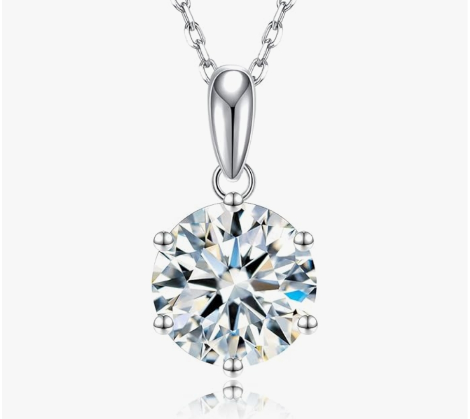 SecreTalk Moissanite Pendant Necklace 1-5CT 18K White Gold Plated silver D Color Ideal Cut Diamond Necklace for Women with Certificate of Authenticity