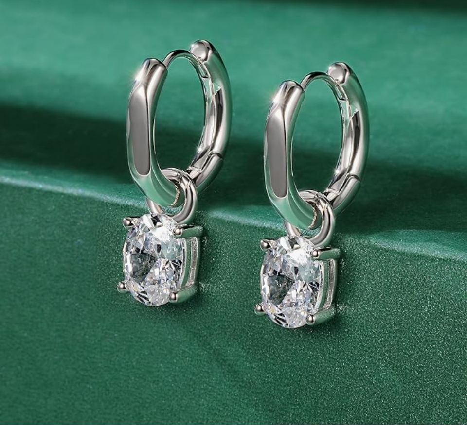  Hoop Dangle Halo Earrings 18K White/Yellow Gold Plated Round Princess Heart Teardrop Cut Clear Cubic Zirconia Drop Earrings for Women