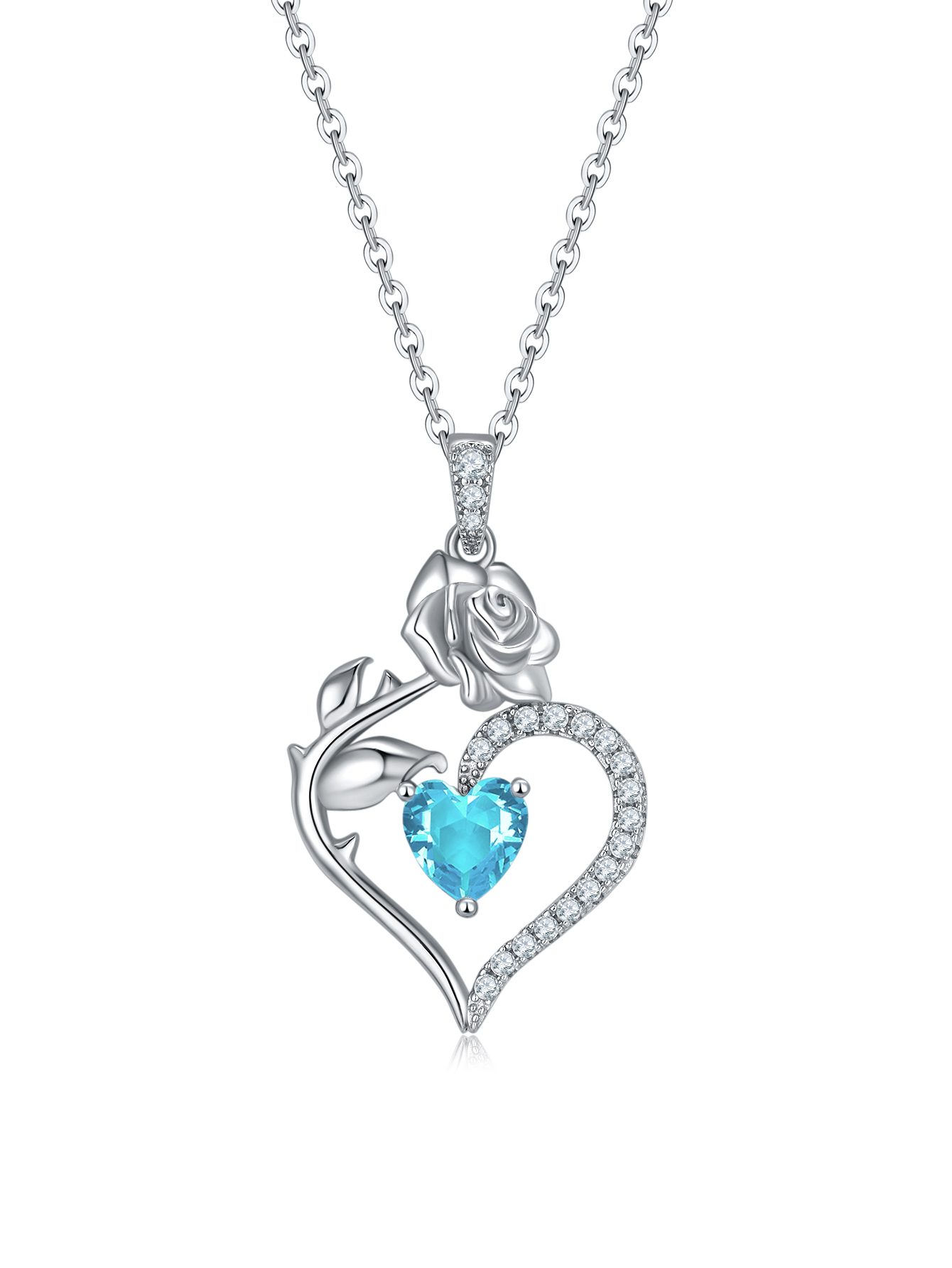 MomentWish Flower Necklace, Anniversary Necklace for Her, 1Carat Moissanite 925 Sterling Silver Rose Necklace for Women Valentine's Day Gift for Wife