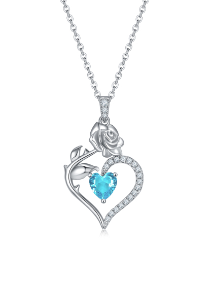 MomentWish Flower Necklace, Anniversary Necklace for Her, 1Carat Moissanite 925 Sterling Silver Rose Necklace for Women Valentine's Day Gift for Wife