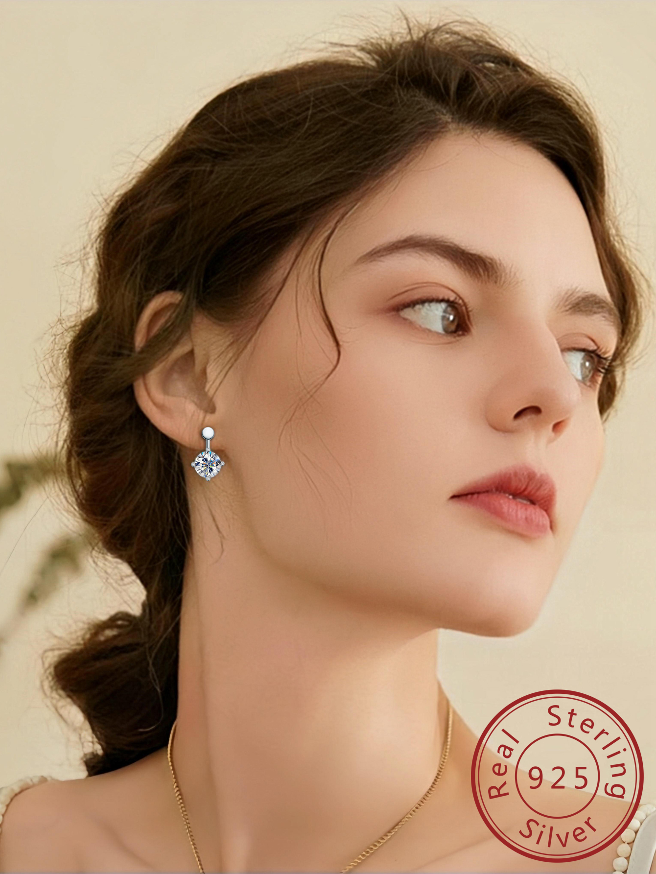 Moissanite Ear Jacket Earrings for Women Detachable Jackets Two Wearable Stud Earrings Real Gold Plated 925 Sterling Silver Huggie Hoop Earrings for One Hole