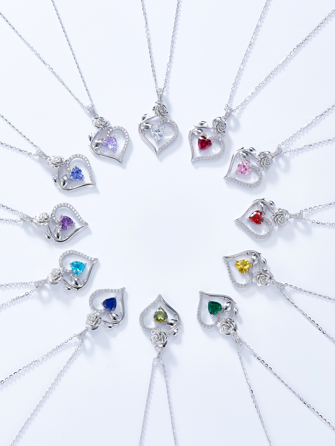 MomentWish Flower Necklace, Anniversary Necklace for Her, 1Carat Moissanite 925 Sterling Silver Rose Necklace for Women Valentine's Day Gift for Wife