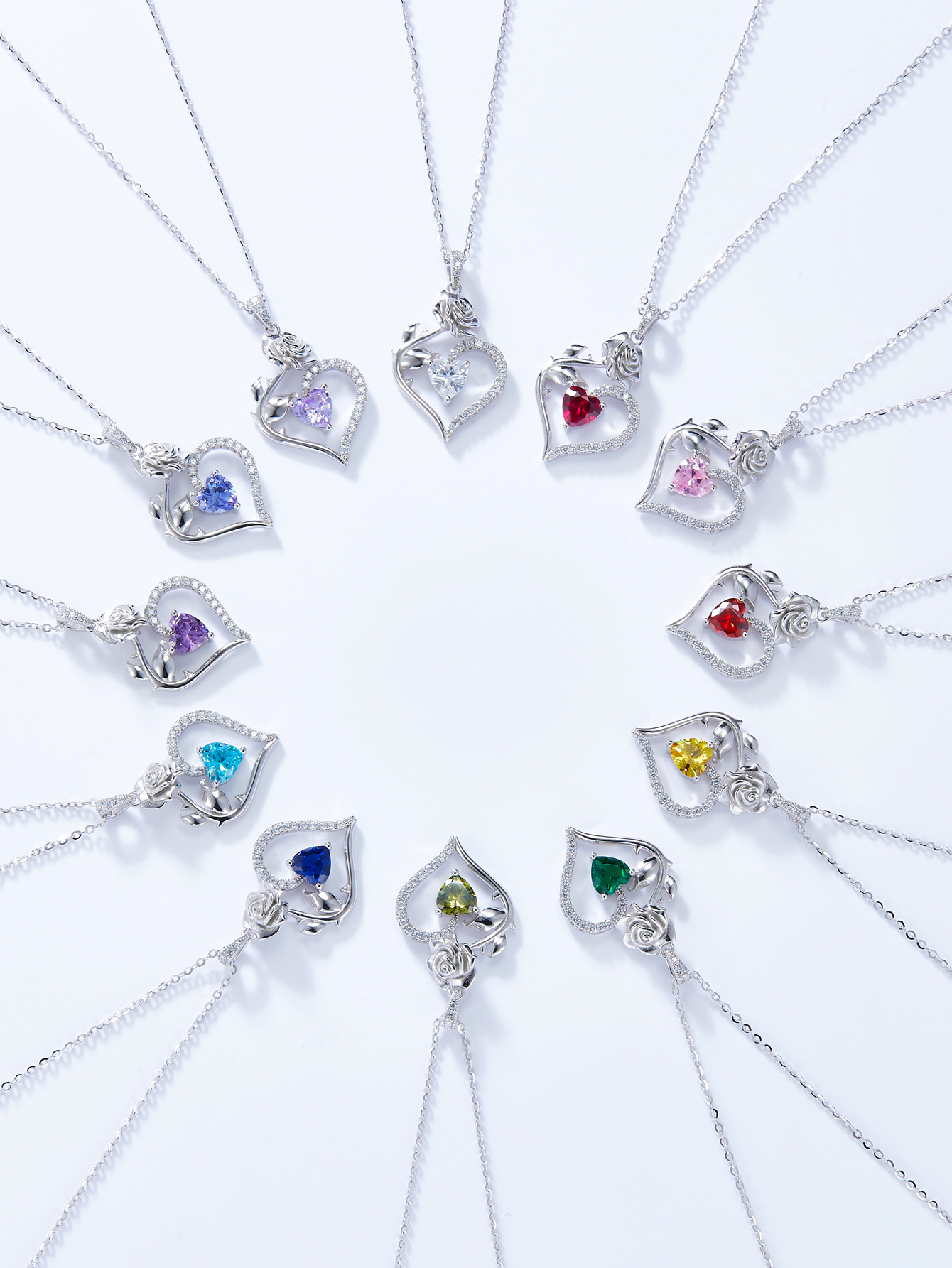 MomentWish Flower Necklace, Anniversary Necklace for Her, 1Carat Moissanite 925 Sterling Silver Rose Necklace for Women Valentine's Day Gift for Wife