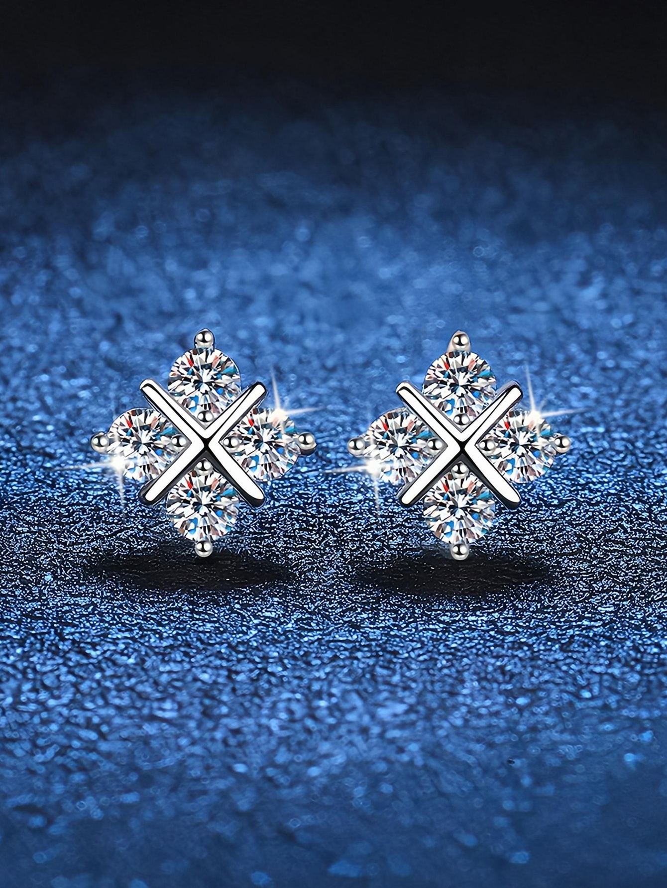 Four flower Moissanite Earrings 925 Sterling Silver Earrings 0.5ct/1ct Moissanite Stud Earrings for Women Wedding Birthday Jewelry gifts