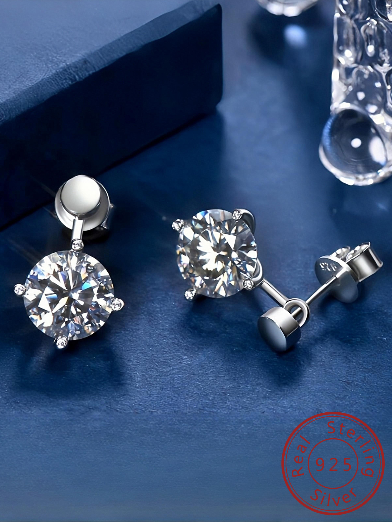 Moissanite Ear Jacket Earrings for Women Detachable Jackets Two Wearable Stud Earrings Real Gold Plated 925 Sterling Silver Huggie Hoop Earrings for One Hole