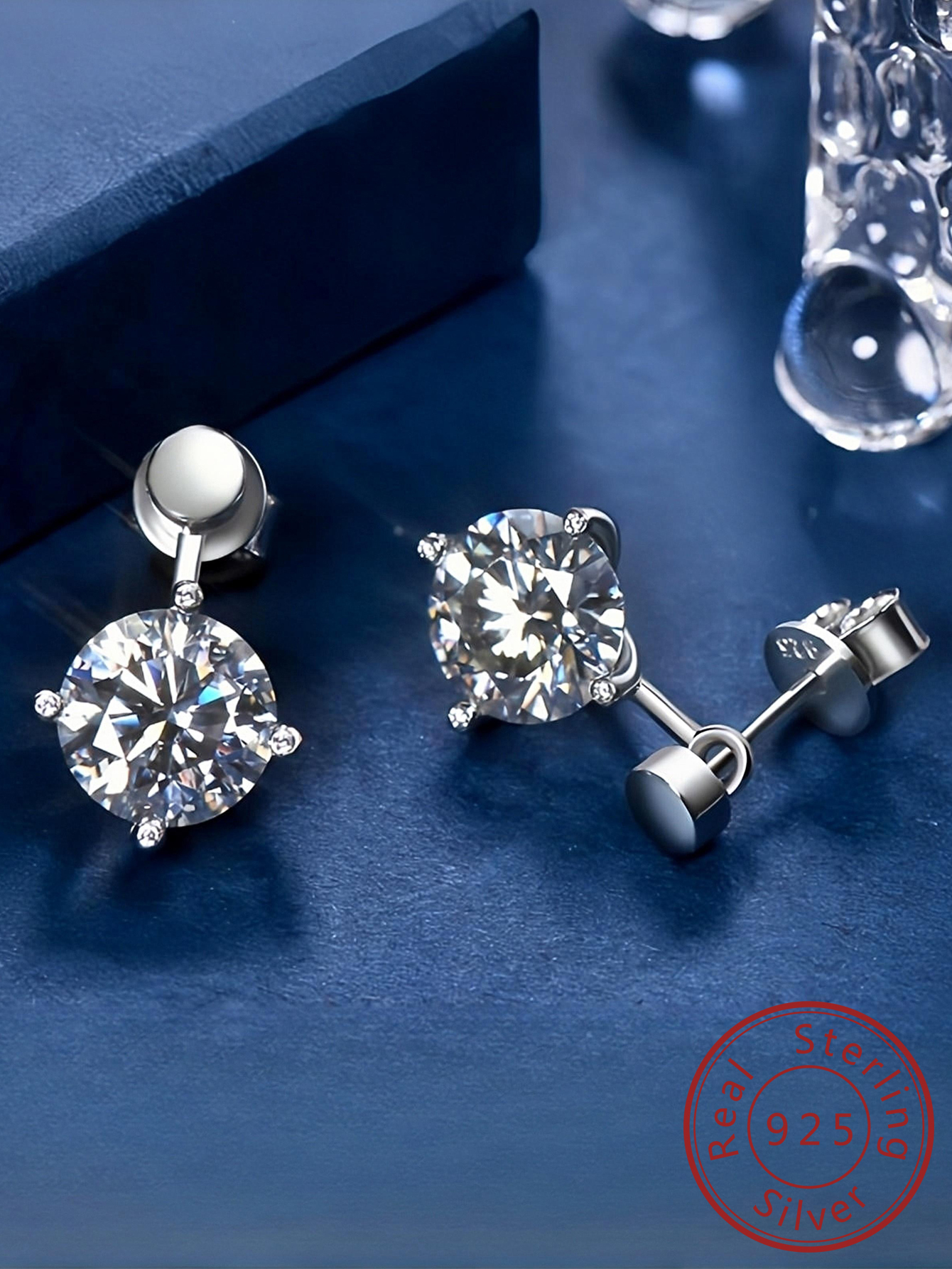 Moissanite Ear Jacket Earrings for Women Detachable Jackets Two Wearable Stud Earrings Real Gold Plated 925 Sterling Silver Huggie Hoop Earrings for One Hole