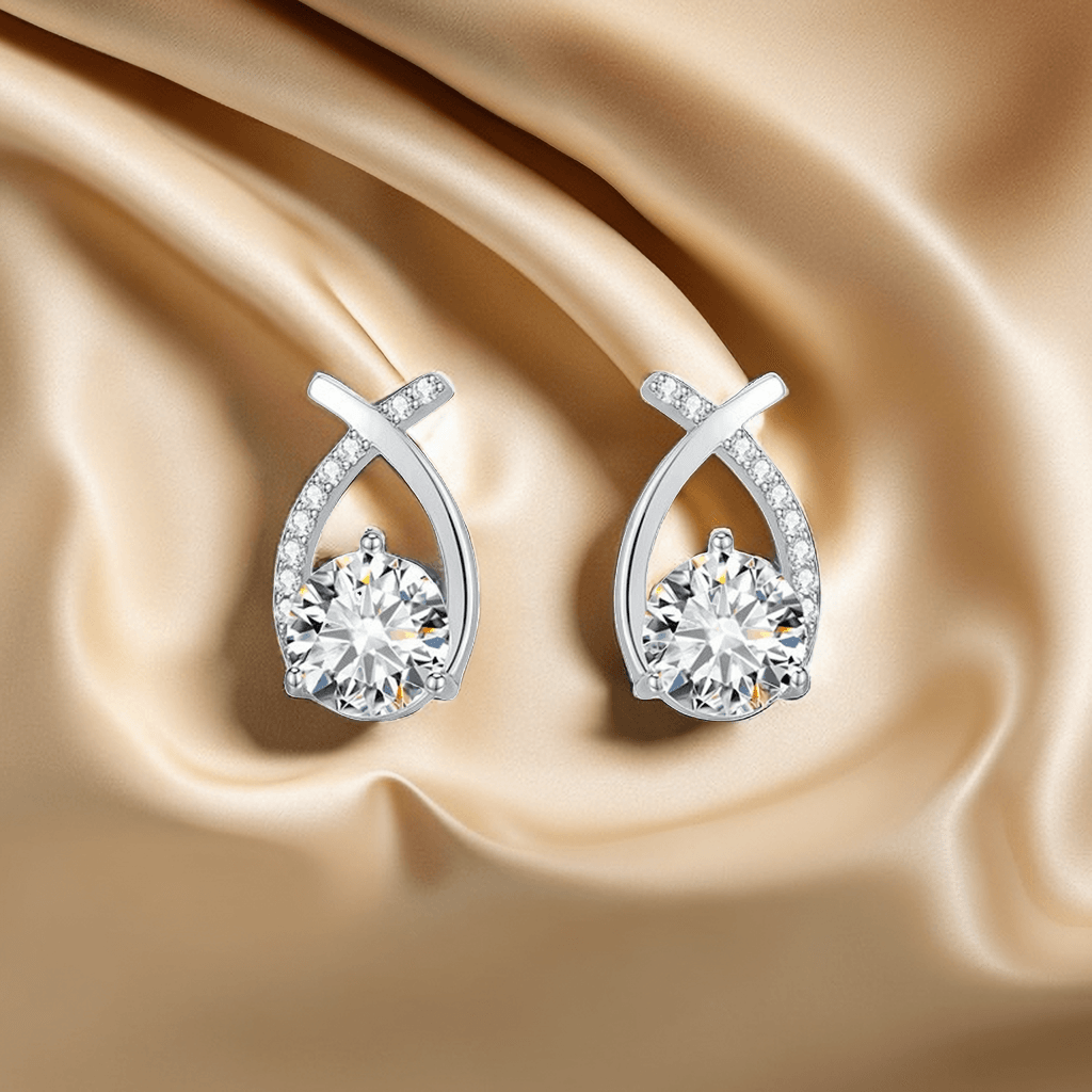 1 CT Moissanite Earrings D Color VVS1 Clarity Round Cut Lab Created Diamond Earrings Sterling Silver 18K White Gold Plated Earrings Minimalist Mermaid Tail Earrings