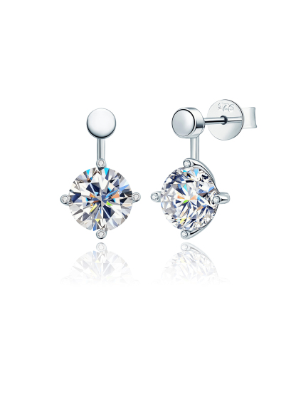 Moissanite Ear Jacket Earrings for Women Detachable Jackets Two Wearable Stud Earrings Real Gold Plated 925 Sterling Silver Huggie Hoop Earrings for One Hole