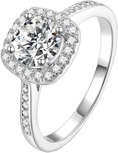 StarGems® 1ct Moissanite 925 Sterling Silver Platinum Plated Zirconia Bezeled Vintage Four Prong Ring