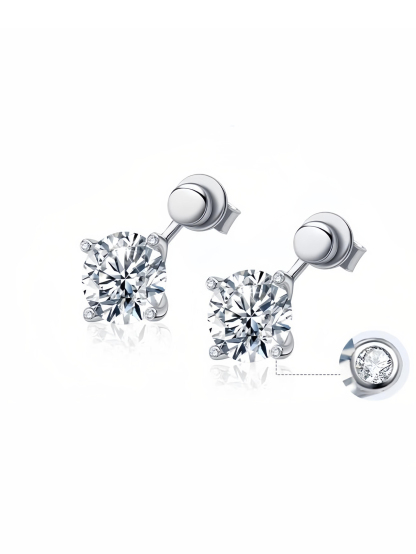 Moissanite Ear Jacket Earrings for Women Detachable Jackets Two Wearable Stud Earrings Real Gold Plated 925 Sterling Silver Huggie Hoop Earrings for One Hole