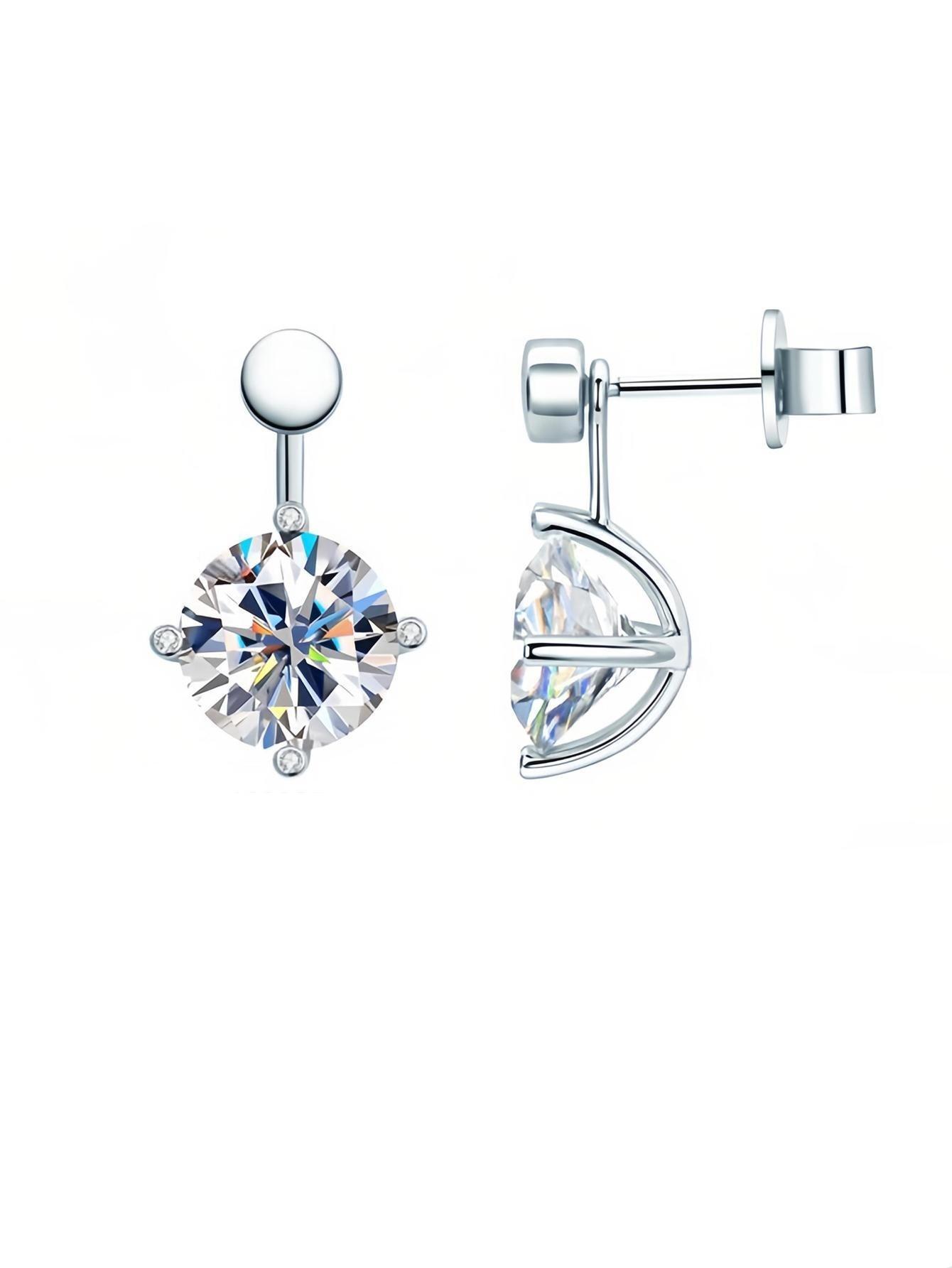 Moissanite Ear Jacket Earrings for Women Detachable Jackets Two Wearable Stud Earrings Real Gold Plated 925 Sterling Silver Huggie Hoop Earrings for One Hole