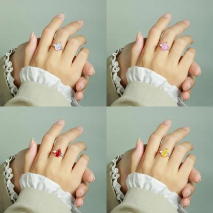 TLR23030  High end 925 sterling silver 4ct fireworks and ice flower cut water droplet shaped high carbon diamond ring for women's high-end color treasure ring