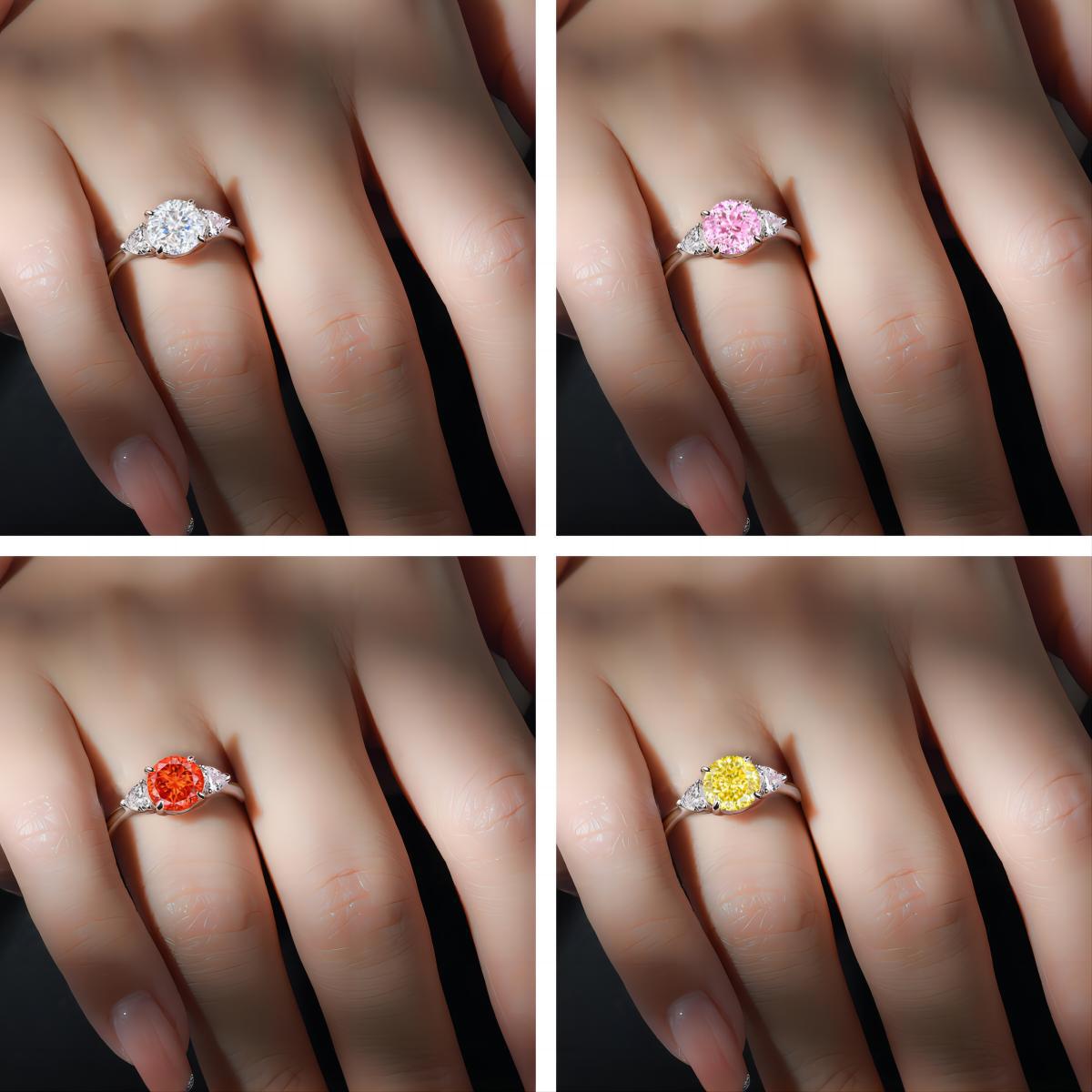 TLR23023  Hot selling S925 sterling silver inlaid high carbon diamond ring for women, pear shaped fireworks, ice flower cut zircon, colorful treasure finger