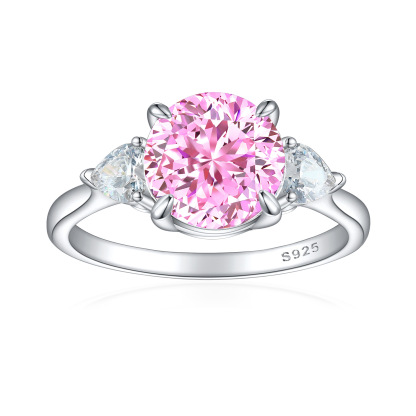 TLR23023  Hot selling S925 sterling silver inlaid high carbon diamond ring for women, pear shaped fireworks, ice flower cut zircon, colorful treasure finger