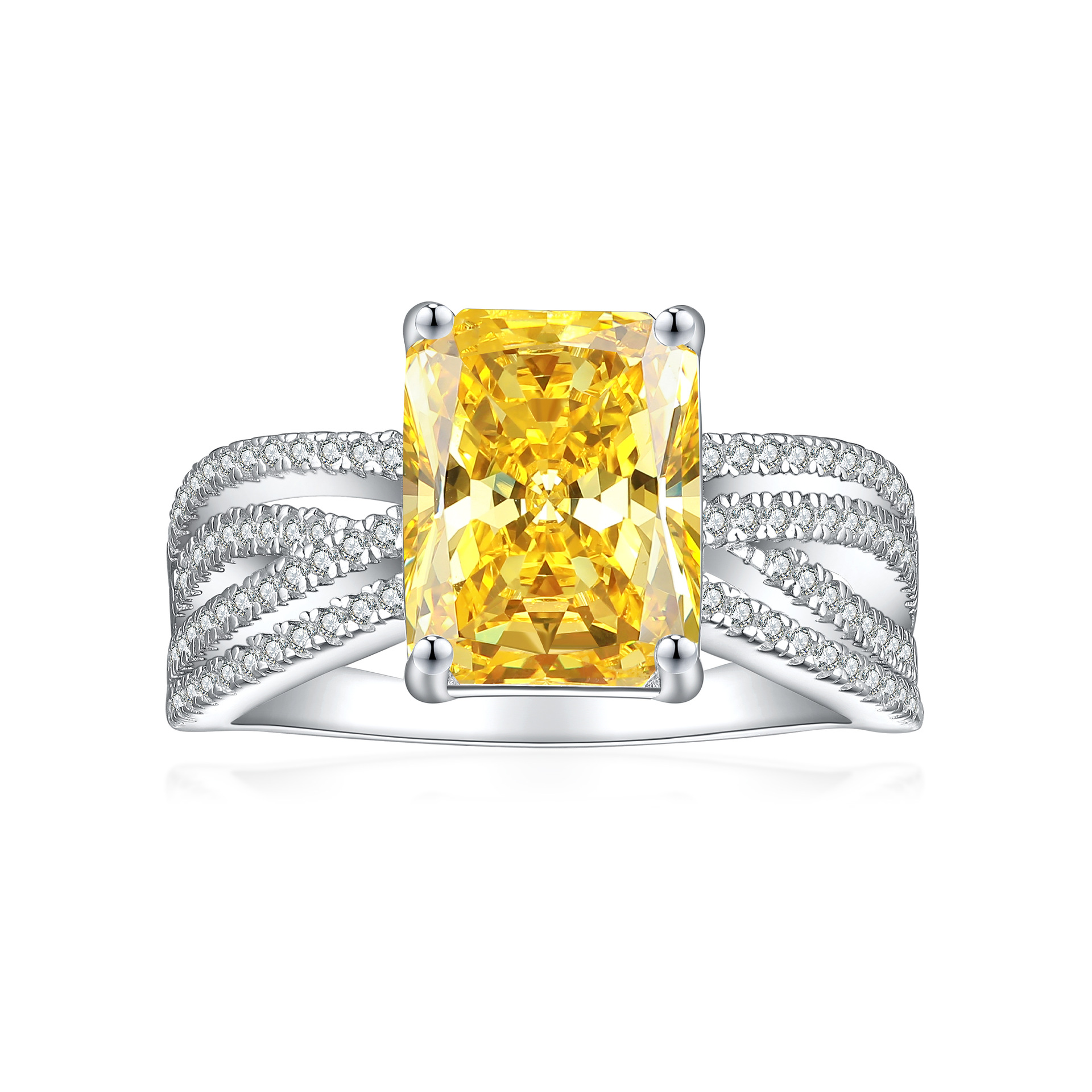 TLR23045  925 sterling silver 4ct fireworks and ice flower cut square diamond ring for women's luxury color treasure 8 * 11 high carbon diamond women's ring arrangement