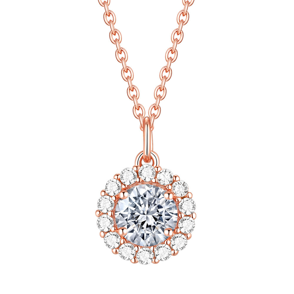 Colorful Treasure Necklace S925 Pure Silver Necklace Women's Twelfth Birthday Stone Pendant Necklace Rose Gold Non fading