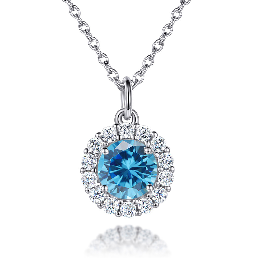 Colorful Treasure Necklace S925 Pure Silver Necklace Women's Twelfth Birthday Stone Pendant Necklace Rose Gold Non fading