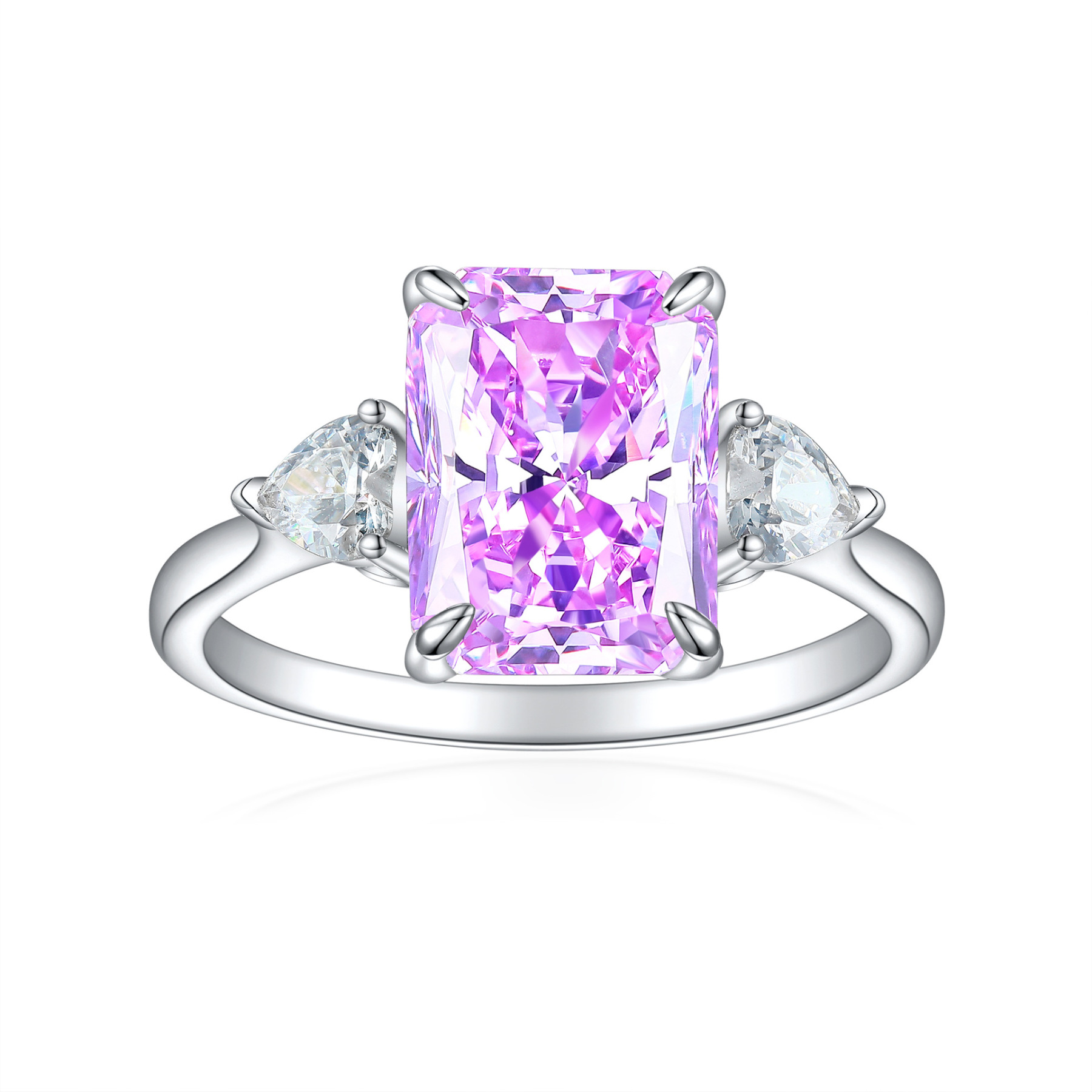 TLR23042 New 925 sterling silver ring for women with 4-carat ice flowe