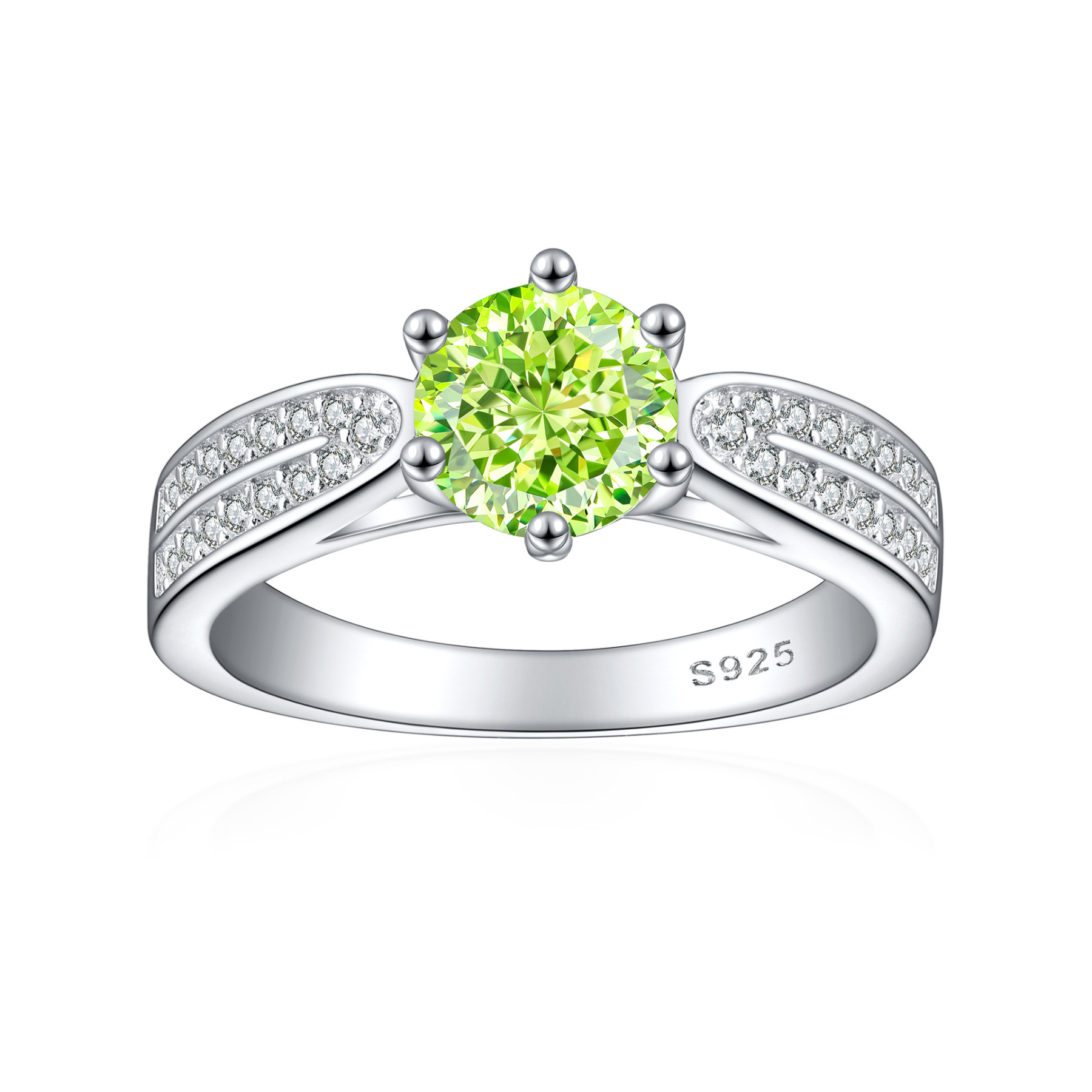 TLR23009  Hot selling S925 silver inlaid high carbon diamond ring, women's classic six claw fireworks, ice flower cut zircon color treasure