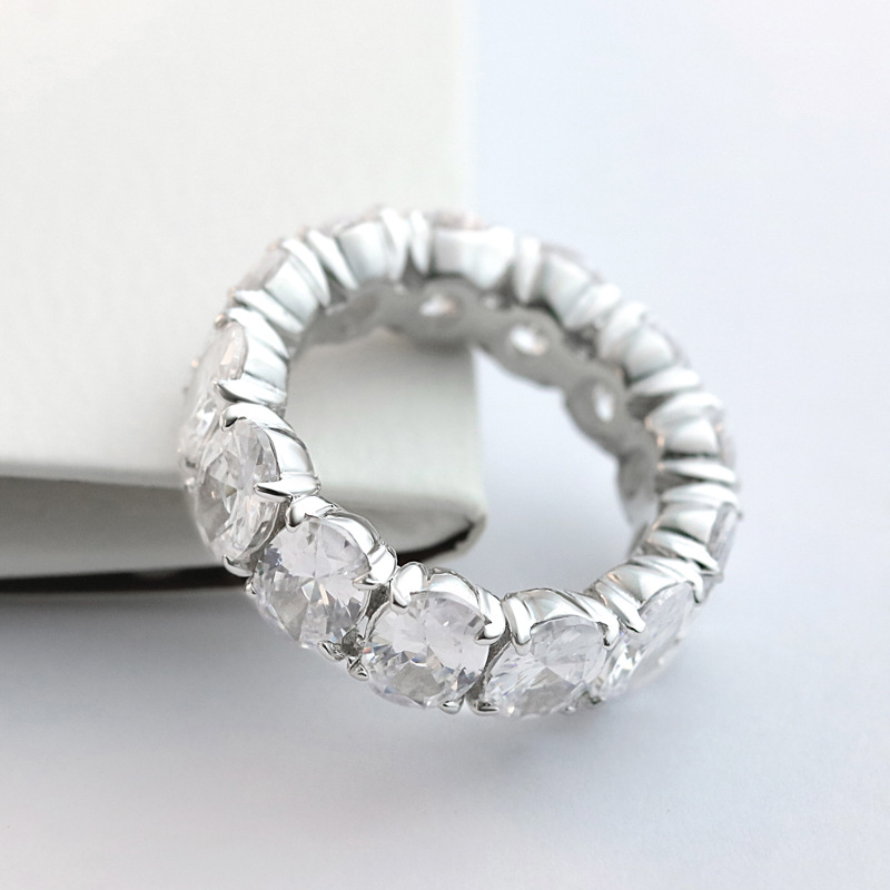 Hot selling s925 sterling silver ring, zircon, women's trendy and fashionable European and American style egg shaped full ring ring, women's tail ring