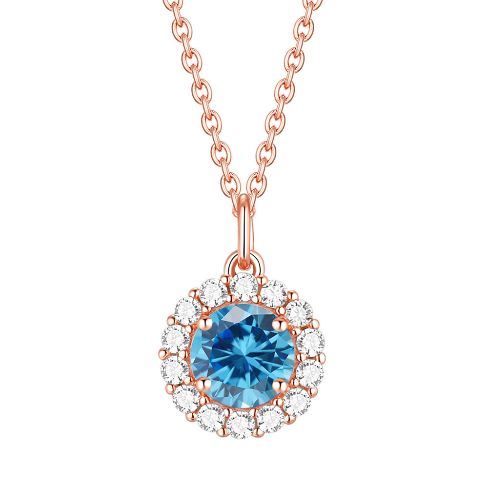 Colorful Treasure Necklace S925 Pure Silver Necklace Women's Twelfth Birthday Stone Pendant Necklace Rose Gold Non fading