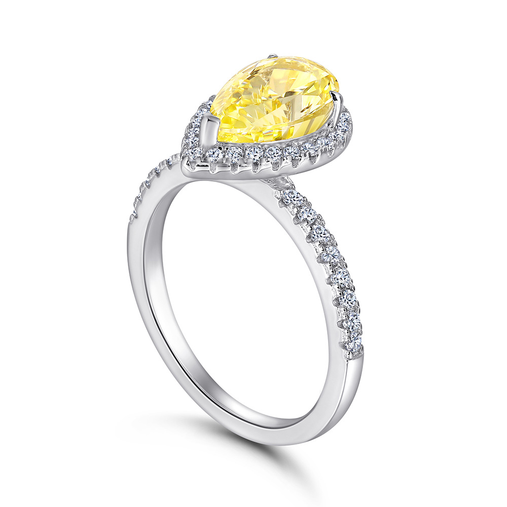  TL-535  New S925 Sterling Silver High Carbon Diamond Ring Colorful Treasure topaz Ring Droplet Shape