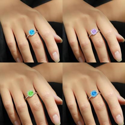 TLR23014  Hot selling 5ct fireworks and ice flower cut high carbon diamond S925 sterling silver ring 10 * 10 fat square colored treasure ring