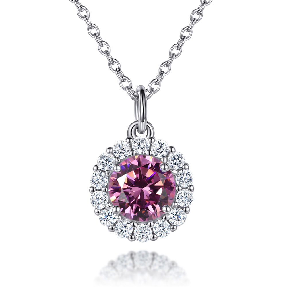 Colorful Treasure Necklace S925 Pure Silver Necklace Women's Twelfth Birthday Stone Pendant Necklace Rose Gold Non fading