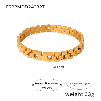 Small and trendy, cool business men's personalized jewelry, minimalist geometric watch design, titanium steel gold-plated bracelet