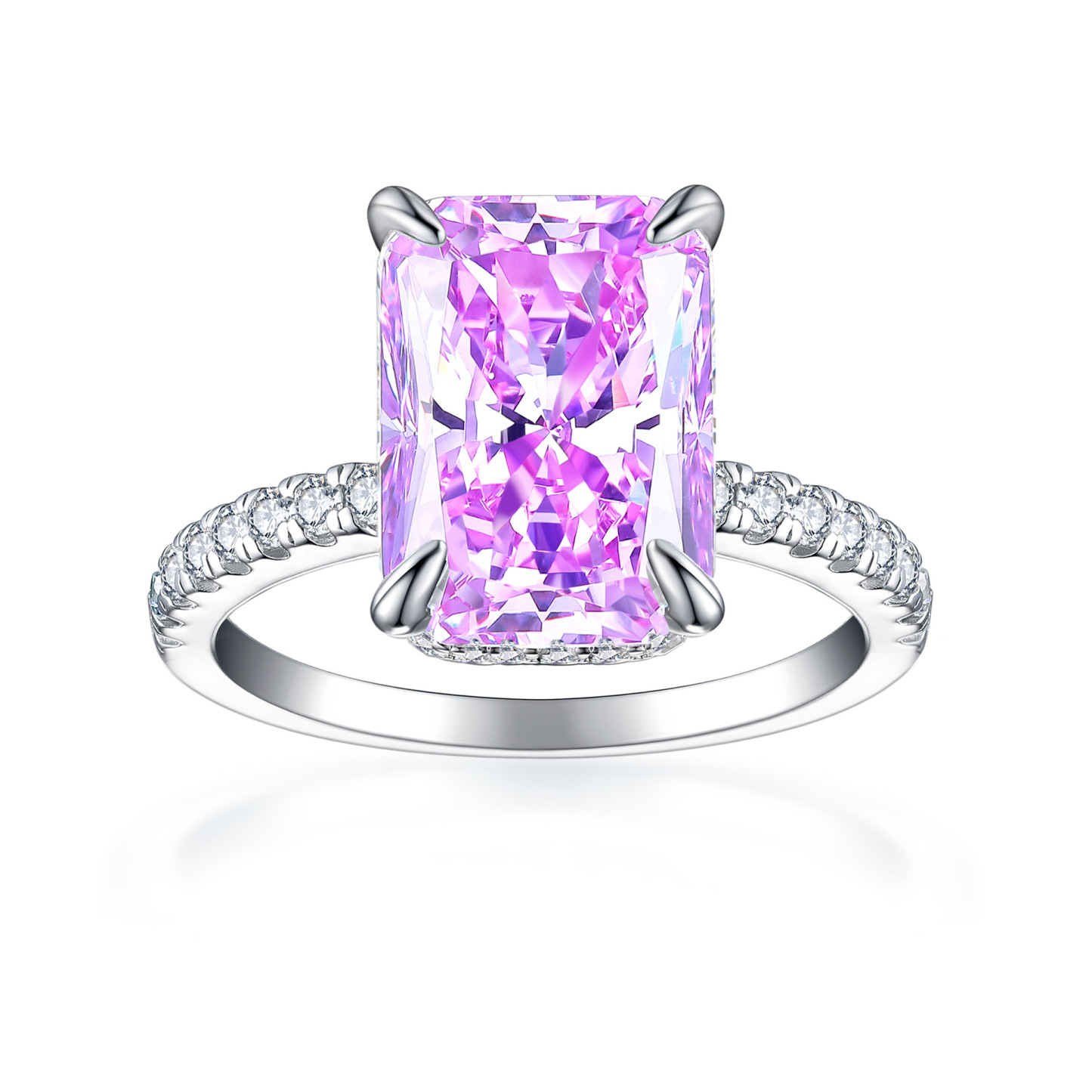 TLR23012  Hot selling S925 sterling silver 8A high carbon diamond ring for women's fireworks, ice flower cut zircon, colorful treasure ring with a sense of luxury