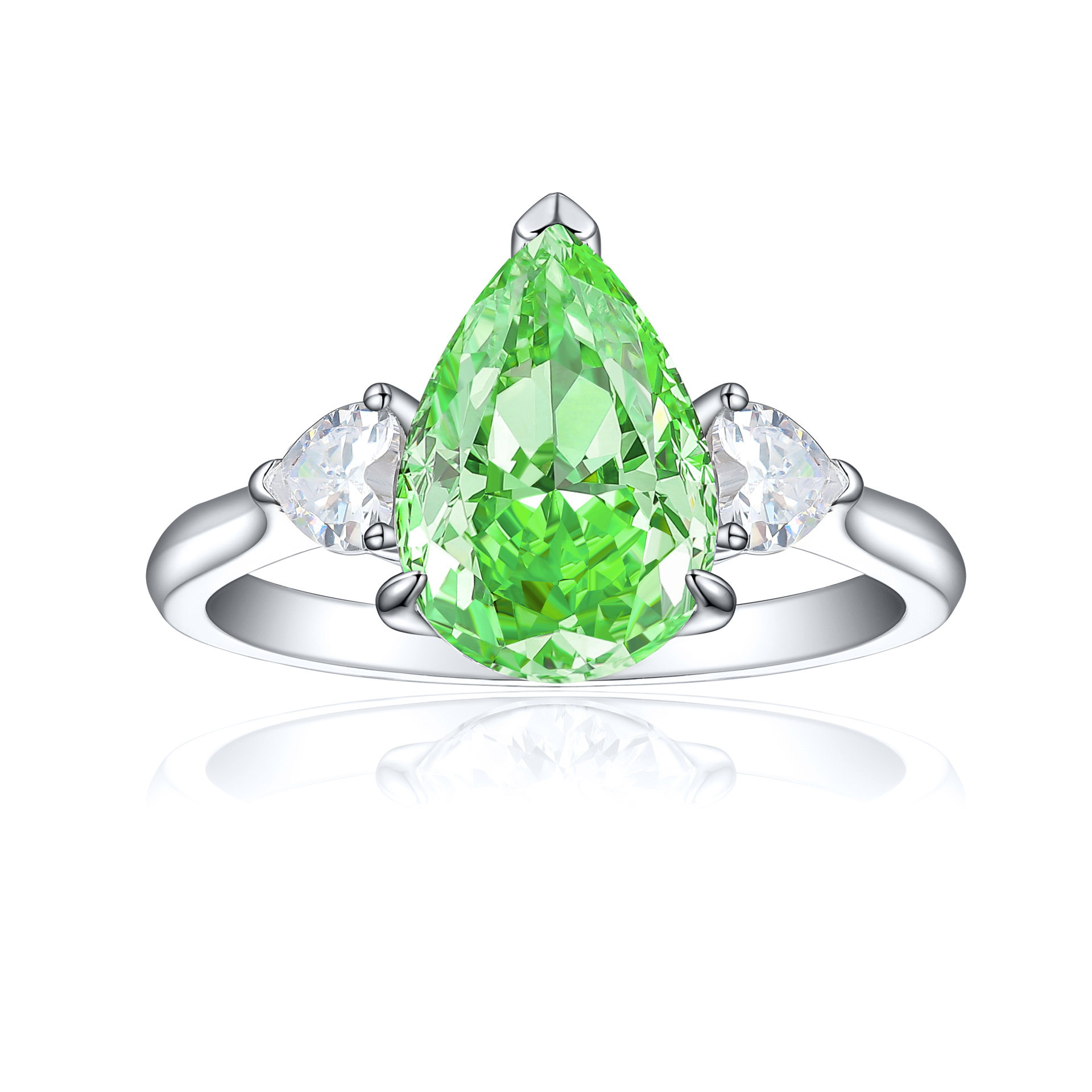 TLR23030  High end 925 sterling silver 4ct fireworks and ice flower cut water droplet shaped high carbon diamond ring for women's high-end color treasure ring