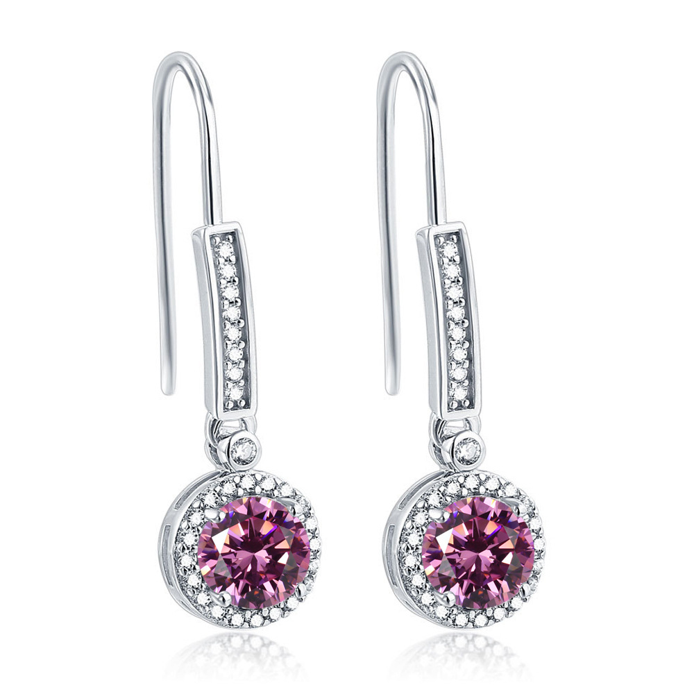 S925 Sterling Silver Earrings Fashion Colorful Treasure Earrings Women's Versatile Twelfth Birthday Stone Earrings