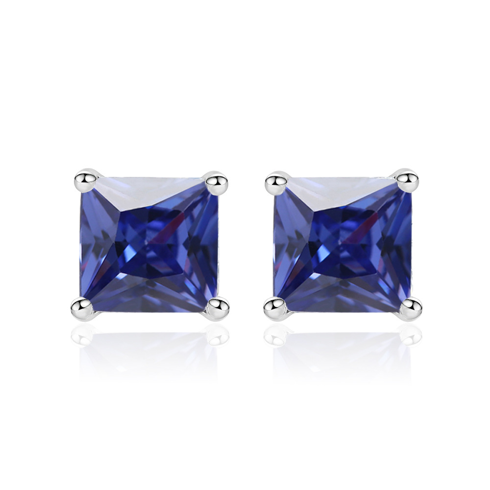 TLED110   Square zircon earrings for women, fashionable European and American S925 pure silver earrings, niche design earrings