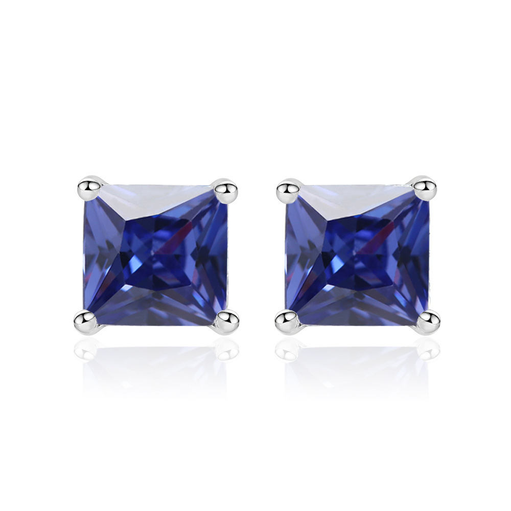 TLED110   Square zircon earrings for women, fashionable European and American S925 pure silver earrings, niche design earrings