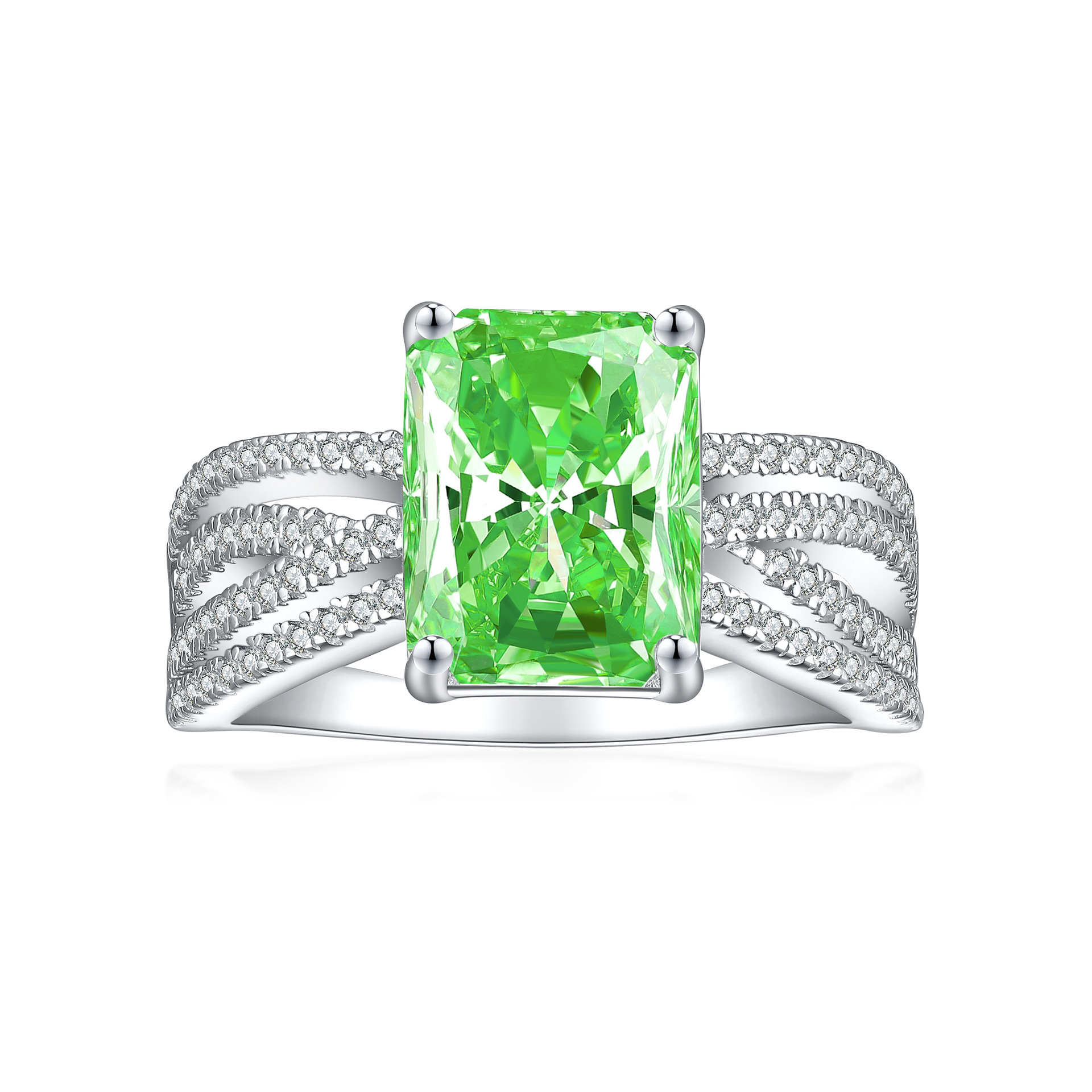 TLR23045  925 sterling silver 4ct fireworks and ice flower cut square diamond ring for women's luxury color treasure 8 * 11 high carbon diamond women's ring arrangement