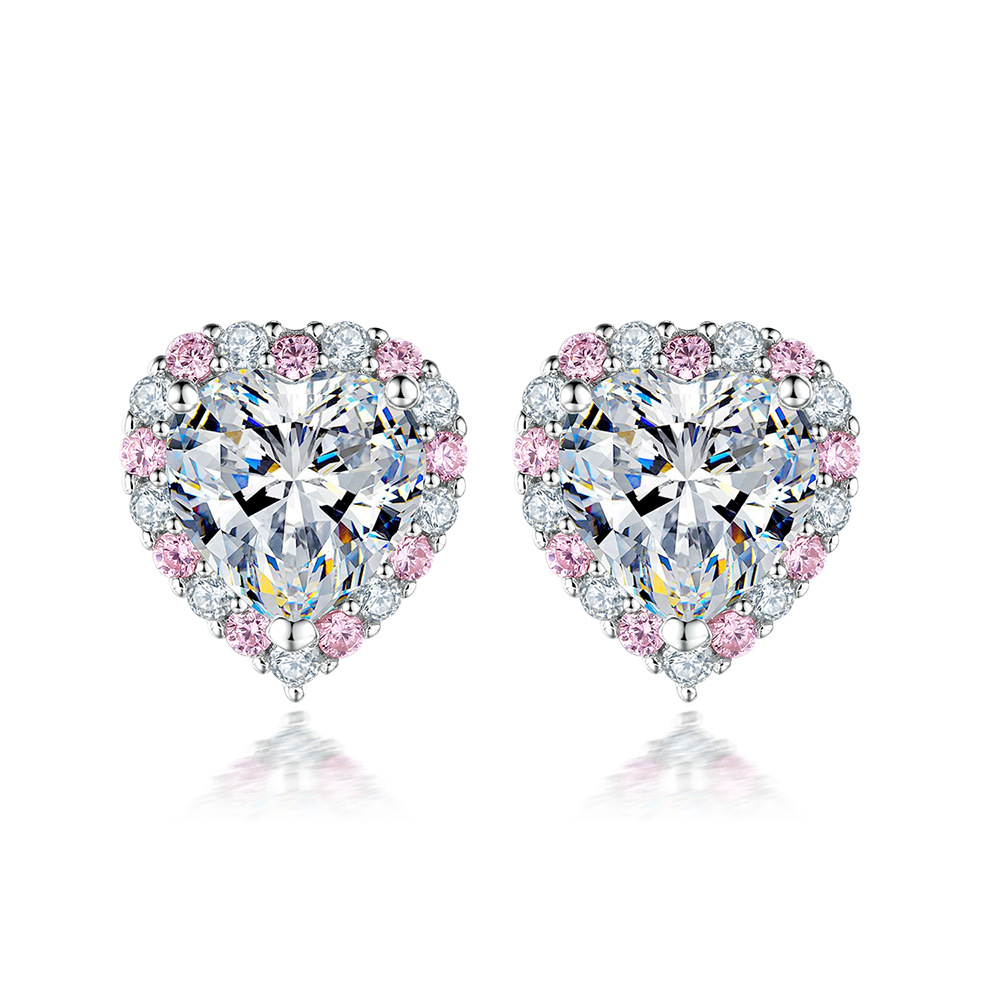 TLTZ178Heart shaped zircon jewelry set, pink zircon set, European and 