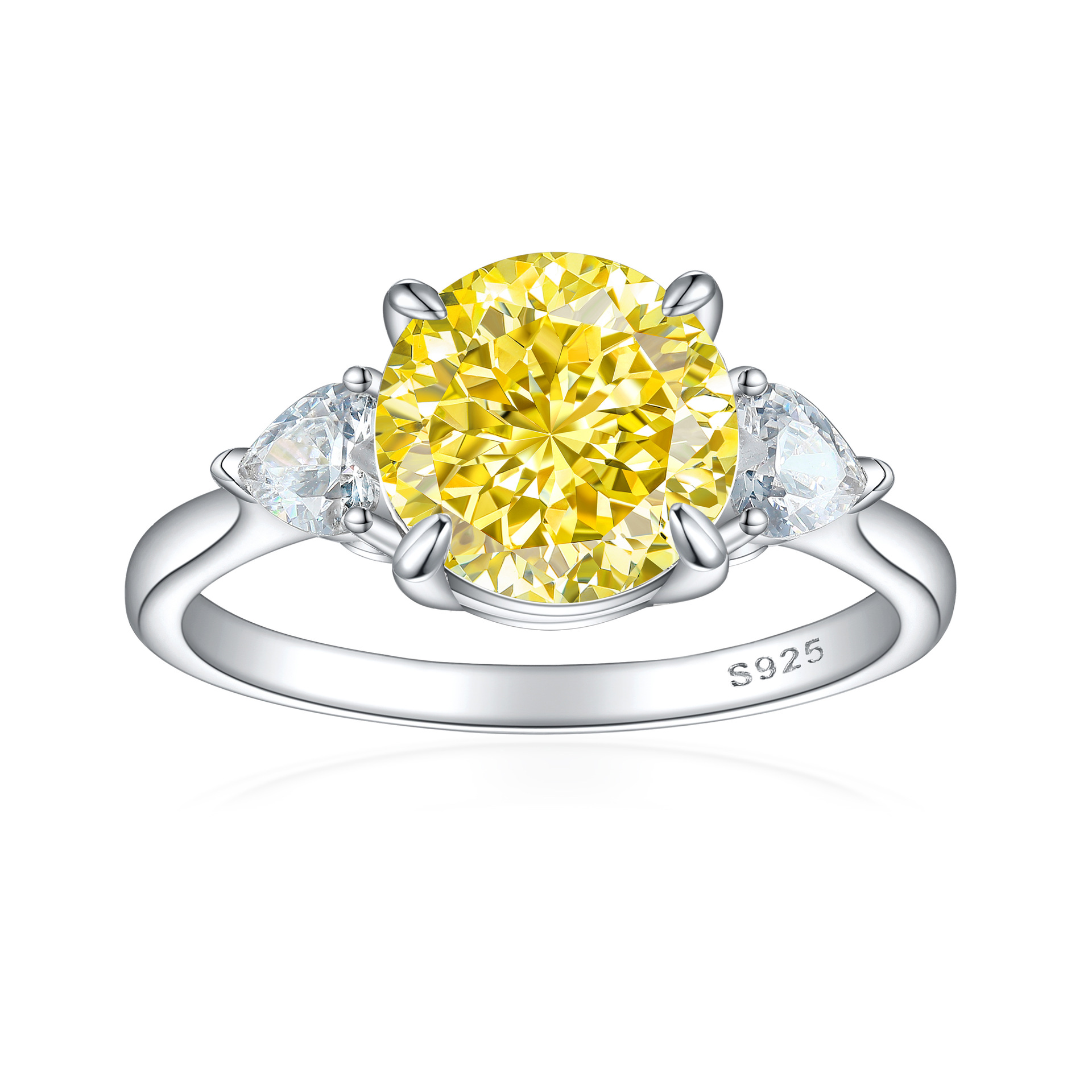 TLR23023  Hot selling S925 sterling silver inlaid high carbon diamond ring for women, pear shaped fireworks, ice flower cut zircon, colorful treasure finger