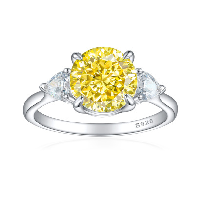 TLR23023  Hot selling S925 sterling silver inlaid high carbon diamond ring for women, pear shaped fireworks, ice flower cut zircon, colorful treasure finger