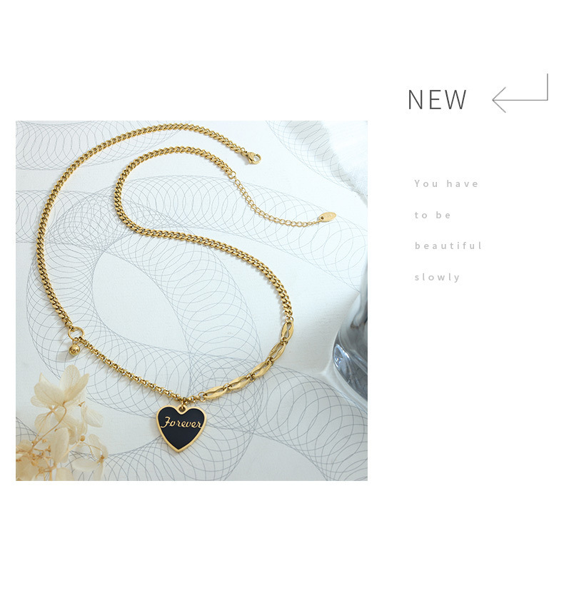 Clavicle Chain Instagram Sexy Cold Style Simple Sweater Chain Women's Peach Blossom Drop Oil English Steel Ball Layered Necklace