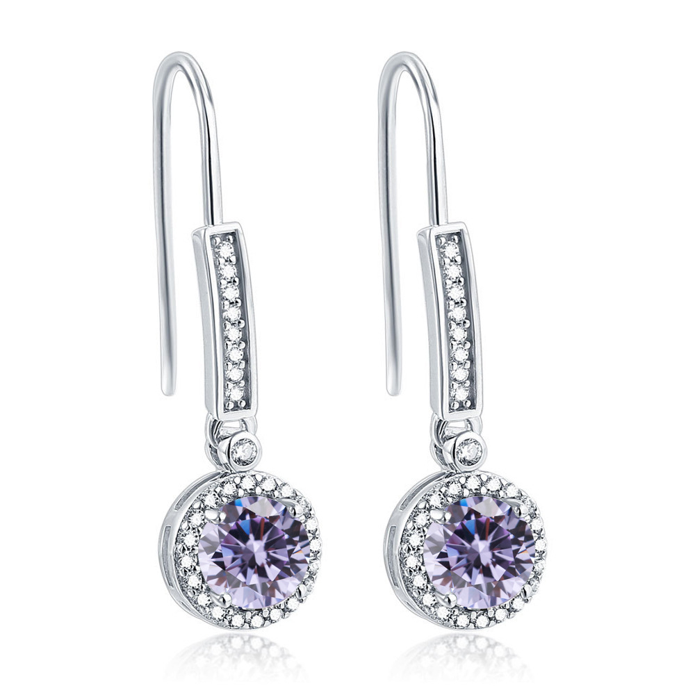 S925 Sterling Silver Earrings Fashion Colorful Treasure Earrings Women's Versatile Twelfth Birthday Stone Earrings