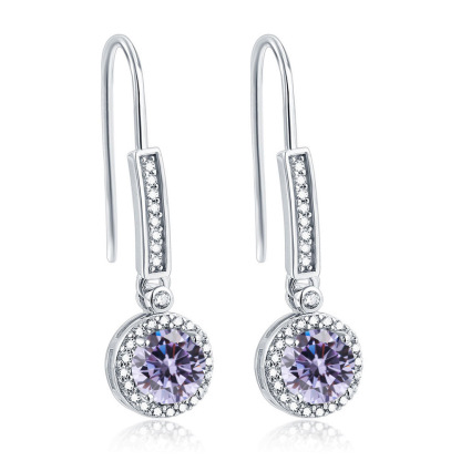 S925 Sterling Silver Earrings Fashion Colorful Treasure Earrings Women's Versatile Twelfth Birthday Stone Earrings