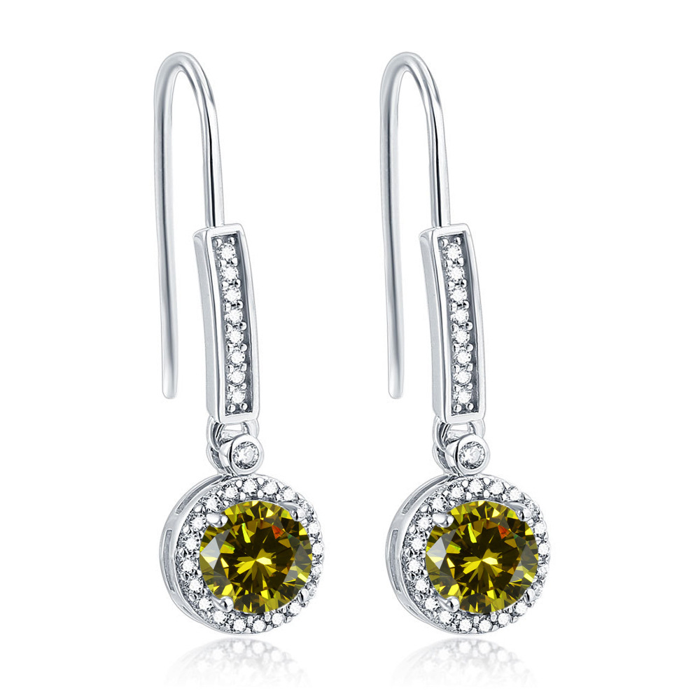 S925 Sterling Silver Earrings Fashion Colorful Treasure Earrings Women