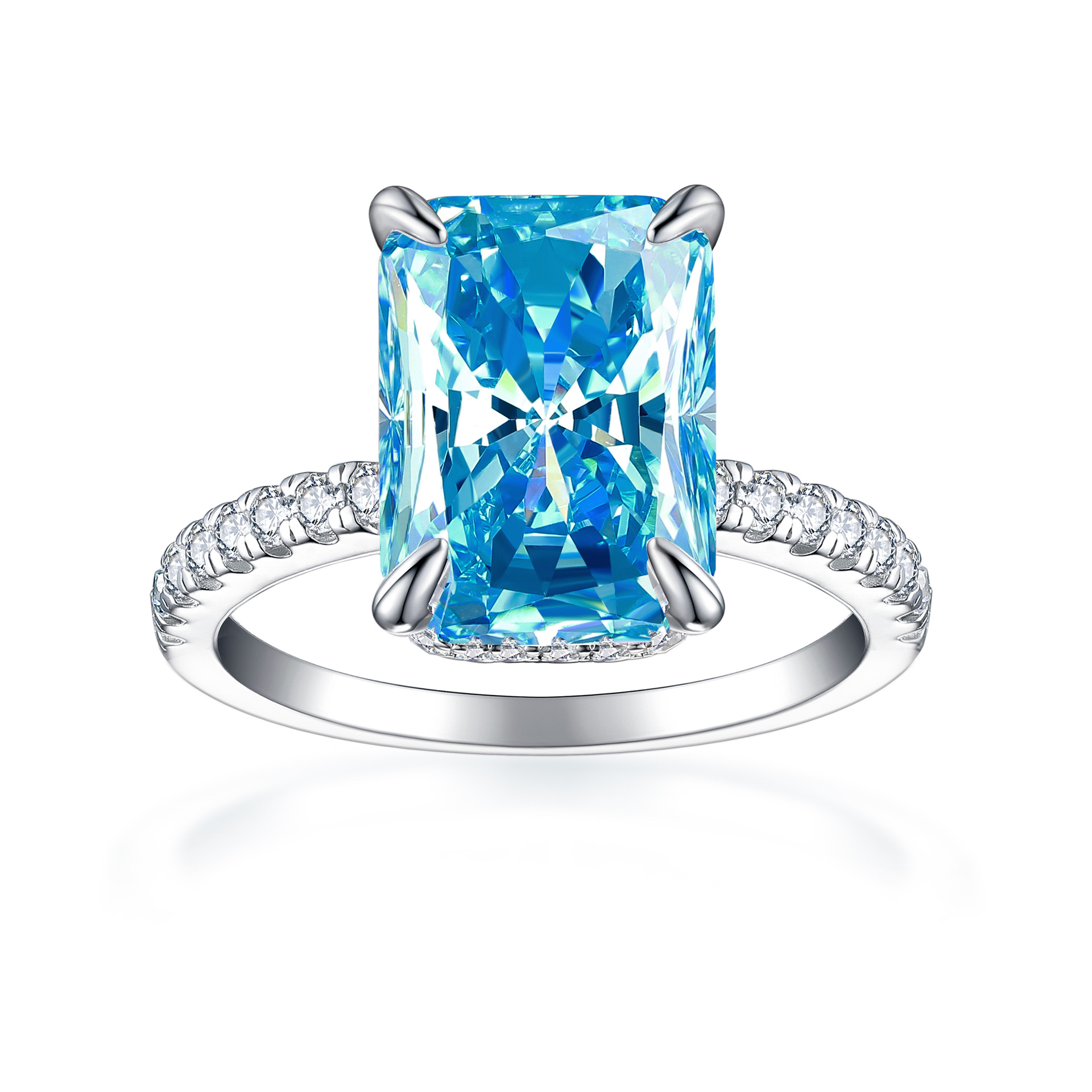 TLR23012  Hot selling S925 sterling silver 8A high carbon diamond ring for women's fireworks, ice flower cut zircon, colorful treasure ring with a sense of luxury
