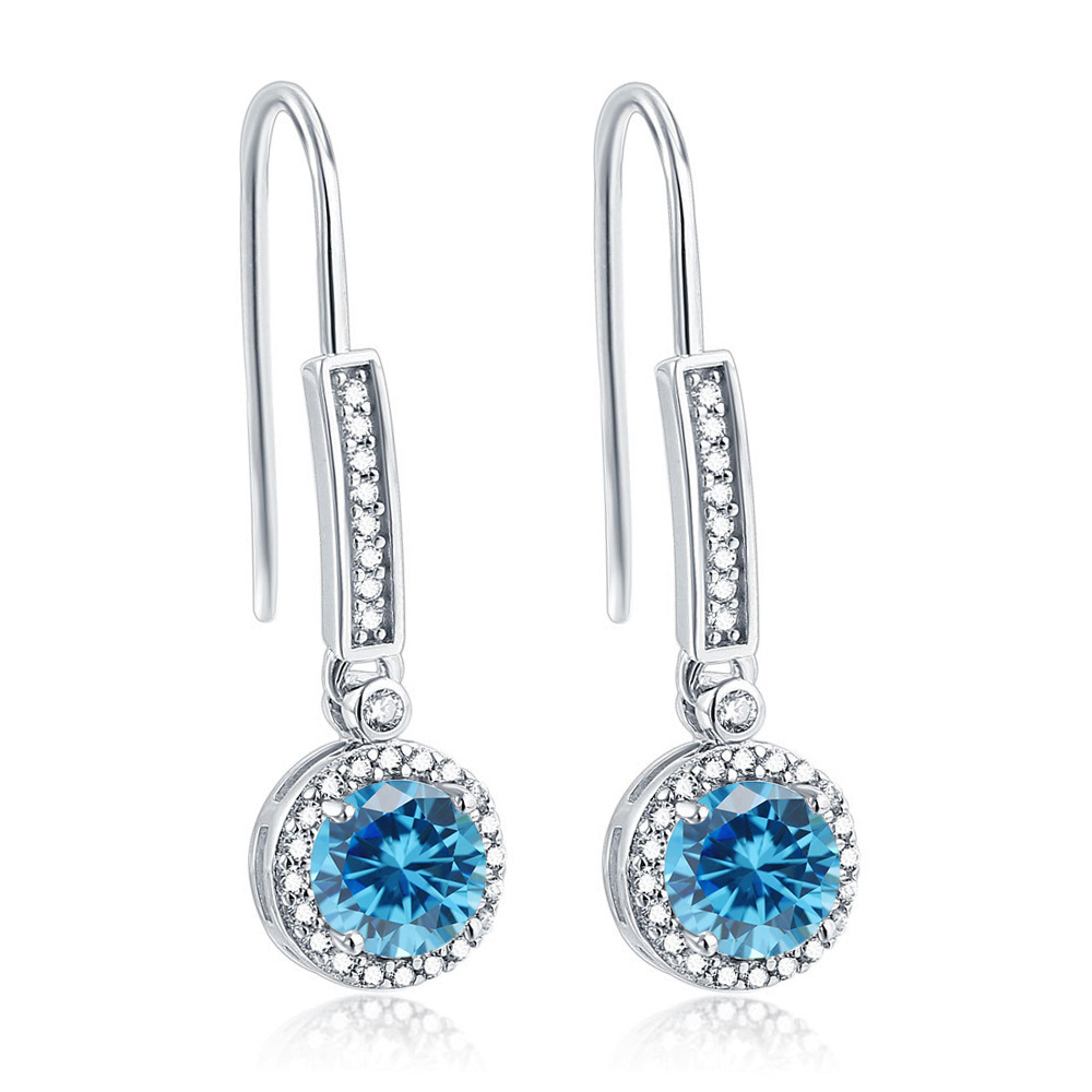 S925 Sterling Silver Earrings Fashion Colorful Treasure Earrings Women's Versatile Twelfth Birthday Stone Earrings