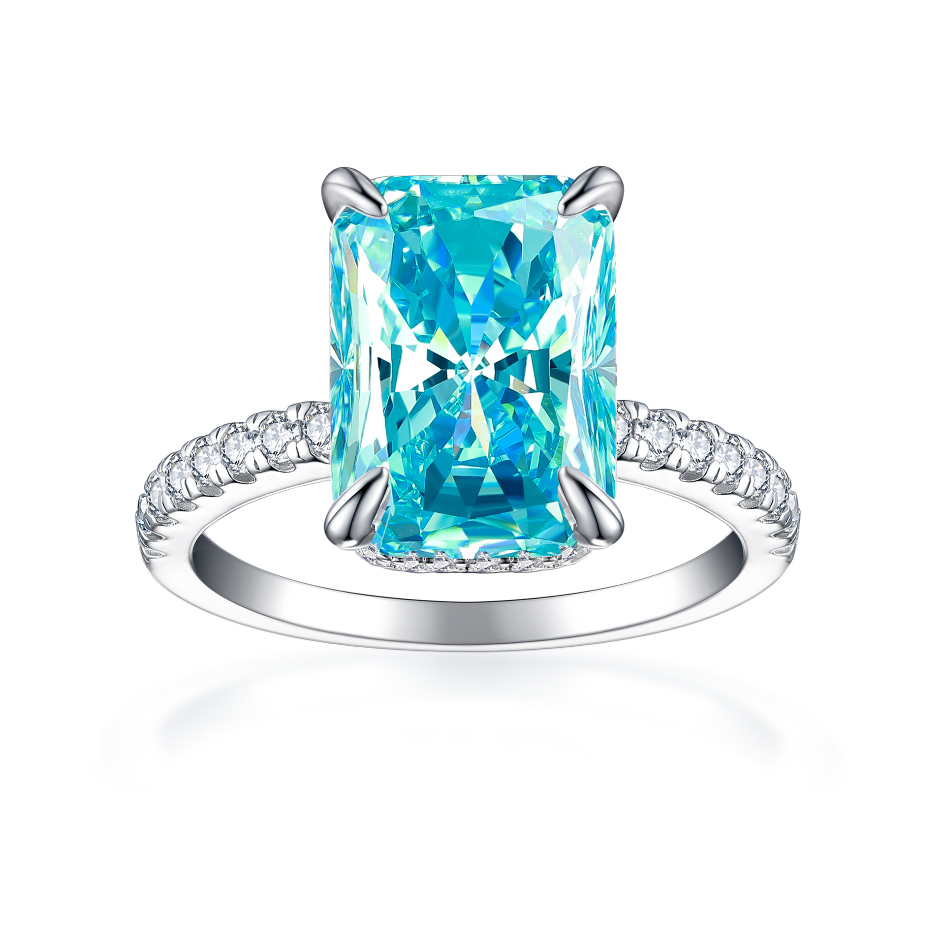 TLR23012  Hot selling S925 sterling silver 8A high carbon diamond ring for women's fireworks, ice flower cut zircon, colorful treasure ring with a sense of luxury
