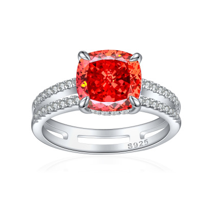 TLR23036  New 925 sterling silver ring for women, 3.5ct ice flower cut pillow shaped fat square fireworks cut women's ring